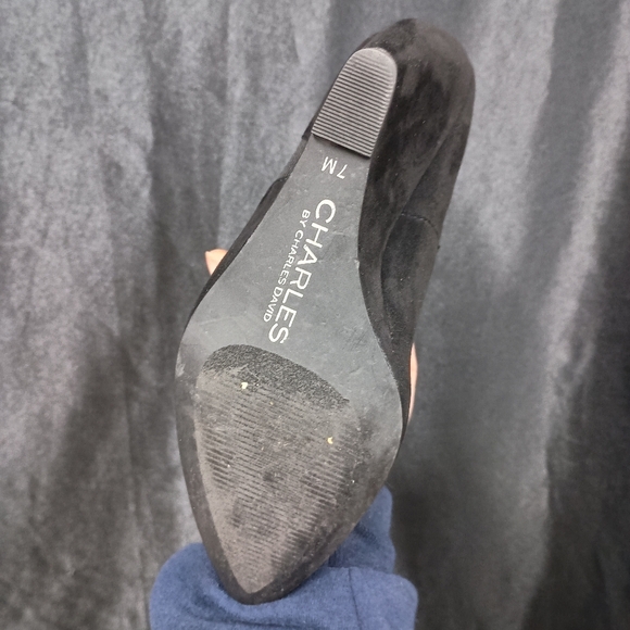 Charles Black Suede Wedge Booties - Picture 7 of 11